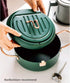 Japanese Tempura Deep Fryer Pot - Nonstick Carbon Steel Oil Fryer with Thermometer, 3.5L, Green Big Tempura Pan