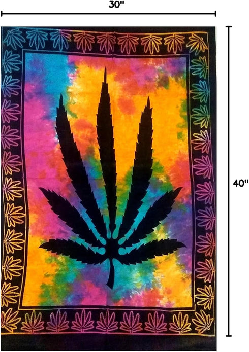 ICC Weed Tapestry, Marijuana Wall Hanging, Cannabis Hippie Decor, Small Hippie Rasta Ganja Tapestries