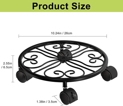 Chinpakden 10.24" 1 Pack 360 Plant Stand with Wheels - Plant Caddy, Rotatable and Lockable Plant Rollers, Easy to Move
