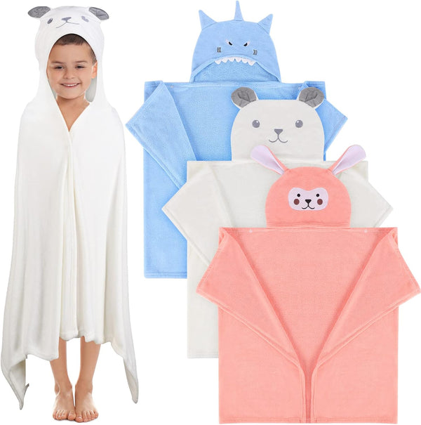Moukeren 3 Pcs Hooded Towel for Kids 27.5 x 50 Inch Large