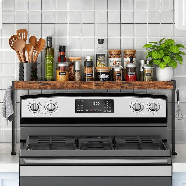 Spice Rack Shelf for Kitchen Stove, Over The Stove Shelf with 4