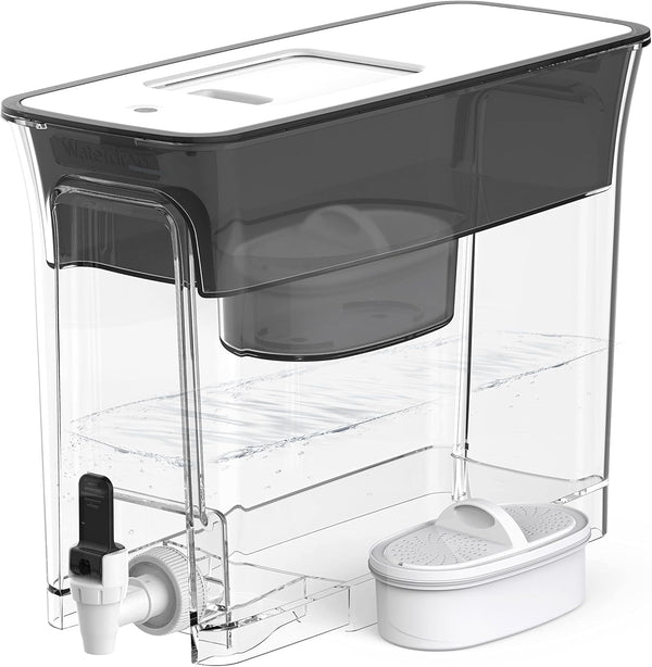 Waterdrop 35-Cup Slim Water Filter Dispenser, Large Capacity, 200-Gallon Long-Life, BPA Free, Black (with 1 Filter)