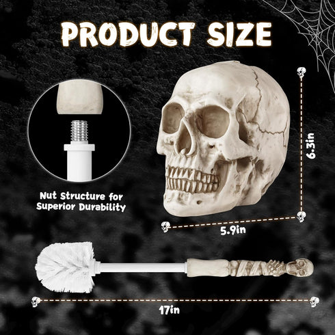Set Set,Space LadyRosian Toilet Brush and Holder for Bathroom,Skullduggery Skeleton Gothic Bathroom Decor Toilet Bowl