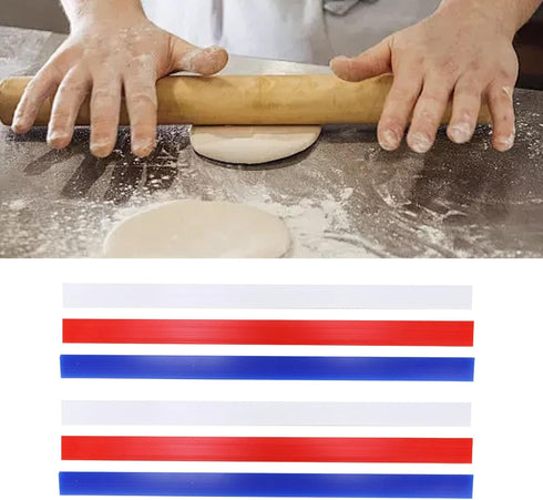 Silicone Rolling Strip, 6 Pcs Silicone Rolling Pin Guides 2/4/6mm, Rolling Pin Guides for Thickness Guide Pastry Cookie Kitchen Restaurant