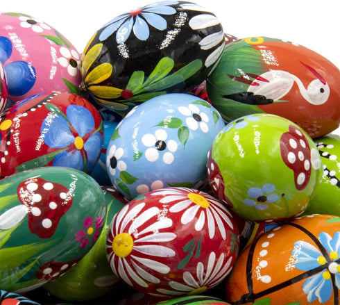 STOKROTKAUS (Set 4) Easter Eggs Pysanky Hand Painted Polish Decoration Wooden Pisanki