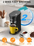 6-12 Oz Small Single Serve Coffee Maker, Fast Brew for K-Cup & Ground Coffee, Brew Sizes, One-Button Single Cup Coffee