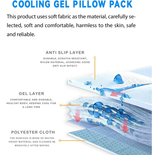 Pillow Cooling Pad Mat, Reusable Cold Pillow for Night Sweats, Migraines, Fevers, Hot Flashes, Blue