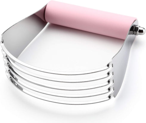 Spring Chef Large Dough Blender for Baking, Professional Stainless Steel Pastry Cutter, Pink Lemonade