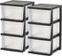 IRIS USA 3-Drawer Plastic Storage Dresser, 2-Pack Standing Organizer Storage Container with Drawers for Clothes,