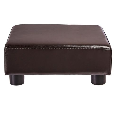 FIRST HILL FHW Small Ottoman Stool, PU Leather Modern Footrest Chair, Brown
