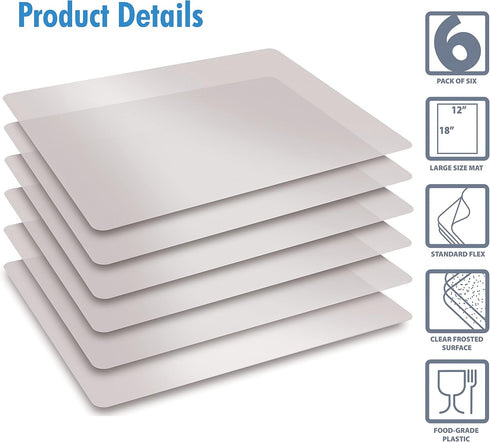 Better Kitchen Products Extra Thick Flexible Plastic Cutting Mats, Set of 6, 12" x 18"