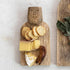Creative Co-Op Compact Hand-Carved Mango Wood Slicer Face Handle Design and Combed Finish, Natural Cheese and Cutting Board