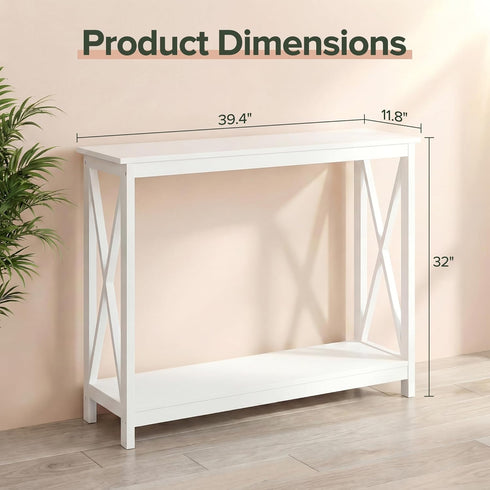 2-Tier 11.8" 39.4" 31.6" ZENY Console Table, Entryway Table, Narrow Sofa Table with Shelves, Entrance Table for Living