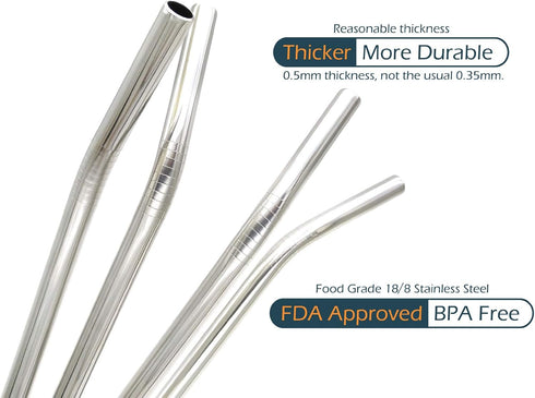 GFDesign Big Drinking Straws, Reusable 12 Inches Extra Long, 9mm Extra Wide, Set of 4 with 2 Cleaning Brushes