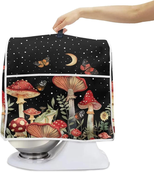 Moon Mushroom Butterfly Stand Mixer Dust-proof Cover, Organizer Bag with Multi Pockets for Kitchen Accessories