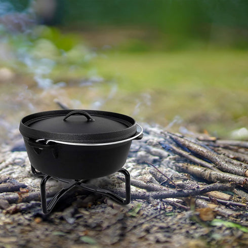 Stanbroil 8" Cast Iron Folding Dutch Oven Lid Stand, 4-in-1 Campfire Cooking Tool