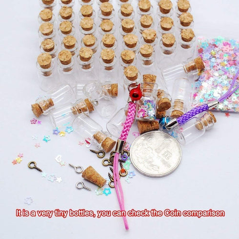 0.5ML Clear Glass Cork Bottles Vials - Mini Tiny Jars with Corks, 100 Bottles + 100 Screws