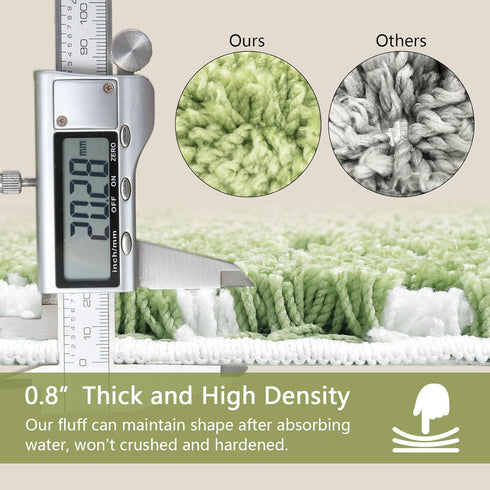 Sage Green Leaf Bathroom Rugs - Non-Slip Machine Washable Bath Mats for Sink, Bathtub, Shower 20" x 32"