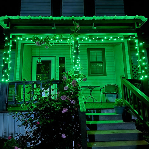 2 Pack 33ft 100 8 QITONG String Lights Battery Operated, Each LED Green Christmas Lights Outdoor Waterproof, Modes