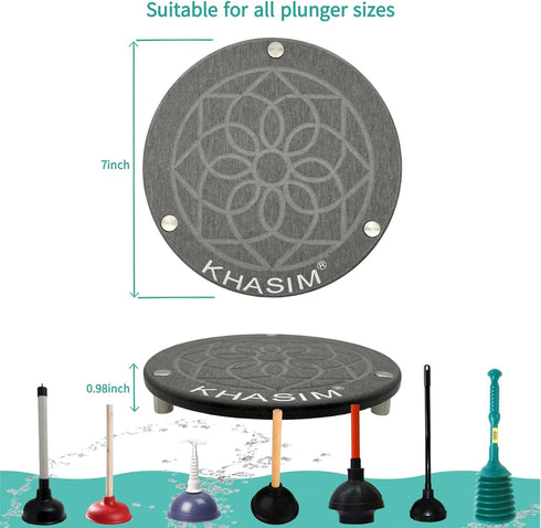 KHASIM Plunger Mat, Strong Water Absorption Drying Mat for Toilet Plunger, Drip Tray for Bathroom (Gray)