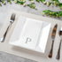 15.8 7.9 Inch 50 Luxenap X Linen-Feel Guest Towels, Lettered Hand Towels - Silver Letter 'P', Sans Serif Font, White
