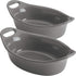 Rachael Ray Solid Glaze Ceramics Au Gratin Bakeware Set - 2 Piece, Oval Gray