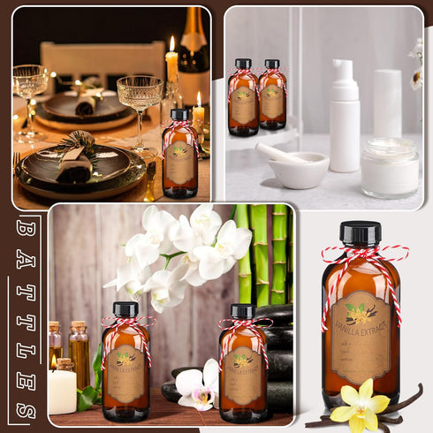 12 Pack 8 oz (8 oz) ProSuites Amber Vanilla Extract Bottles Vanilla Glass Bottles for Vanilla Extract Homemade Amber