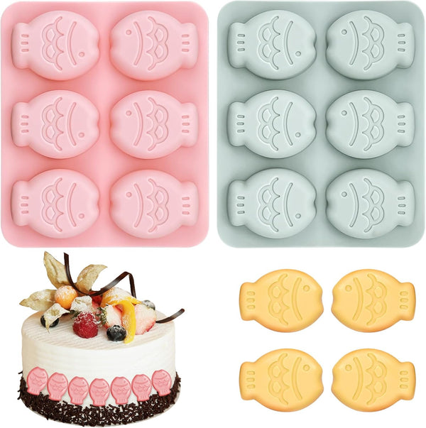 2 Pcs Fish Shaped Silicone Molds, Chocolate Candy Fondant, Cake, Jello, Ice Cube Mold Tray for Baking