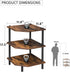 Desktop Corner Stand Shelf for Storage, 3 Tier Rustic Brown Organizer Rack for Small Spaces, Home Office, Kitchen,
