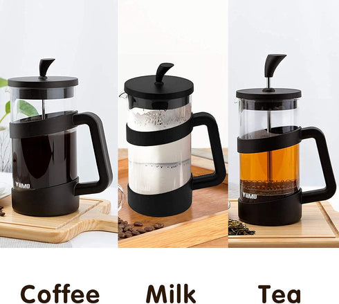 French Press Coffee Maker, 34 Oz Large Glass Pitcher, 4 Level Filter System, Stainless Coffee Spoon & Cleaner Brush