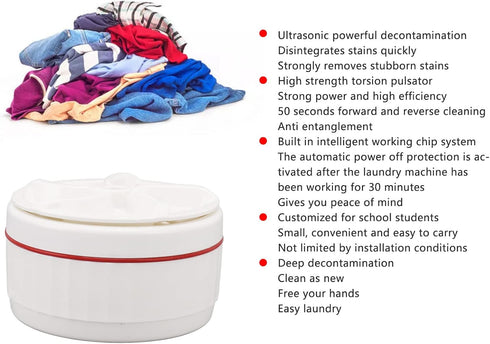 Portable Ultrasonic Washing Machine, 27W Ultrasonic Washer for Travelling, Business Trip, Camping