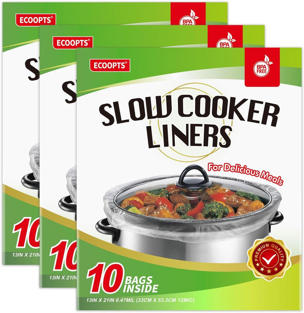 Large Disposable Slow Cooker Liners, 30 Bags Fit 4QT to 8.5QT Oval & Round Pots for Easy Cooking Cleanup