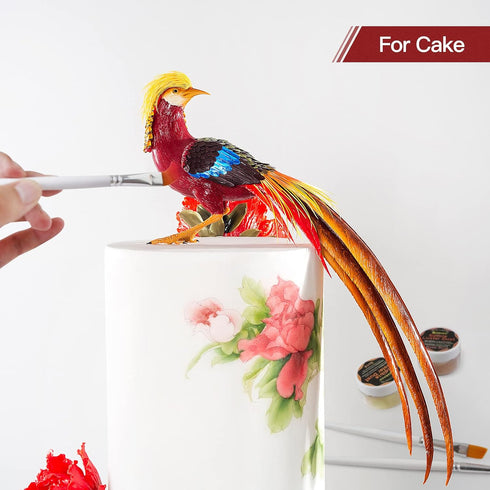 E-Kongton Cake Painting Brushes Set, Food Safe Fondant Sugar DIY Tools, 6PCS Soft Synthetic Brush for Easy Use &