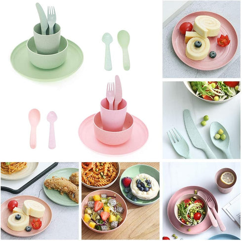 14Pcs Dinnerware Sets, Lightweight Plates, Bowls, Cups, and Cutlery, Dishwasher & Microwave Safe for 2