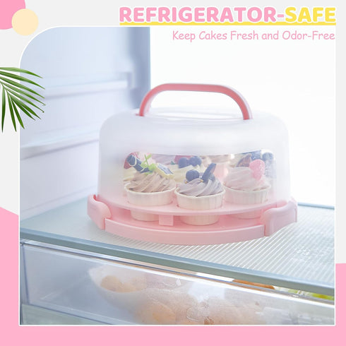 Ohuhu Cake Carrier, BPA-Free Storage Container, Portable Round Cake Stand with Lid and 2 Handles for 10 inch Cake