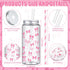 Chuangdi 24 Sets 14 oz 24 25 Pink Bow Bottles with Straws and Metal Lids Plastic Coquette Bottles Paper Straws Tumbler