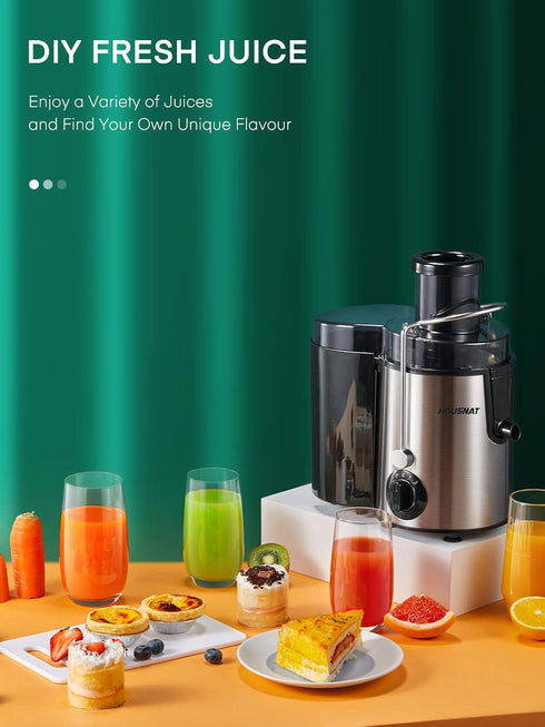 3-Speed Setting, 400 Juicer Machines, HOUSNAT Juicer Whole Fruit and Vegetables with W Motor Quick Juicing Ideal