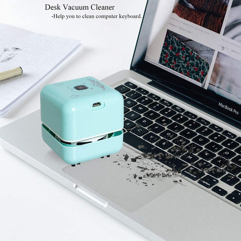 White Elephant Gifts, Mini Desk Vacuum Cleaner, Rechargeable Desktop Vacuum Sweeper with USB Brush as Present to Suck