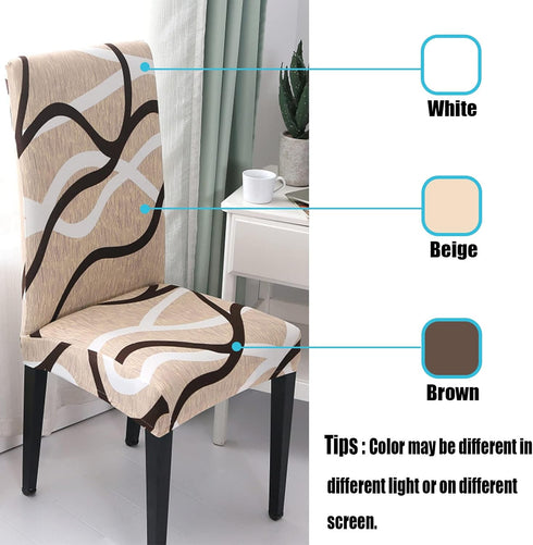 HZDHCLH Chair Covers for Dining Room, Set of 4 Stretch Spandex Slipcovers, Washable Anti-Dust for Kitchen, Beige