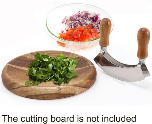 4.9 Inch Mezzaluna Knife, Sharp Double Blade Chopping Knife, Pizza Cutter, Stainless Steel Mincing Knife
