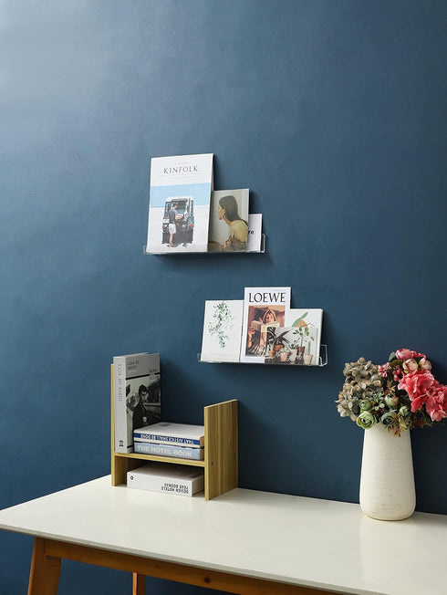 6 Room,15 inch IEEK PCS Acrylic Invisible Floating Bookshelf for Kids Modern Picture Ledge Display Toy Storage Wall