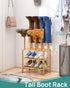 Closet, viewcare Small Boot Rack with Shoe Rack, Boot Rack Organizer Tall Boots for Bamboo Wood Shoe Shelf Storage