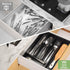 Ayiaren Kitchen Wood Utensil Tray Drawer Organizer, 14.6"x9.5" Black Bamboo Silverware Divider for Flatware and Cutlery