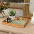 13"9") Rectangle Rattan Tray with Mother of Pearl Inlay, Rattan Serving Tray with Handle for Coffee, Bread, Fruits