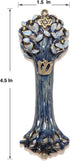 Bless This House Mezuzah Case, Wooden Texture Design with David Star, Blue Indigo Color for Jewish Homes