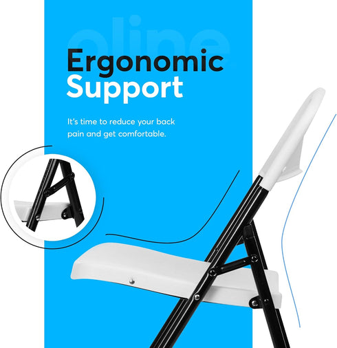 Commercial 350lb 1 Pack) Oline Folding Chair, Indoor Outdoor Plastic Stackable Foldable Guest Chairs for Events Office