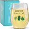 Funny Wine Glass Gift, 17 Oz Stemless Wine Glass (What The Fucculent)