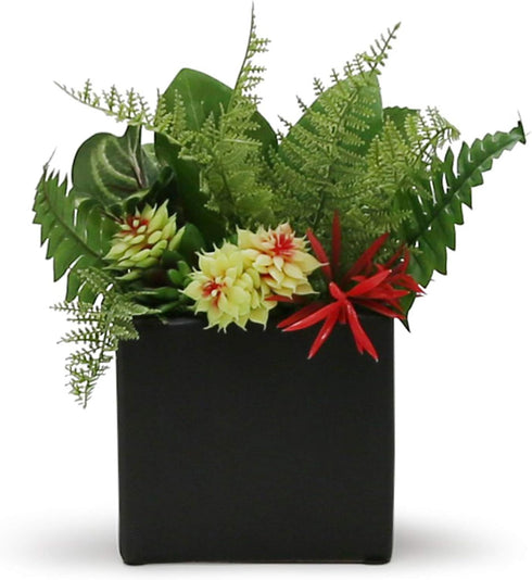 WGV Ceramic Cube Vase, 3" Width x 3" Height - Elegant Modern Small Square Floral Planter