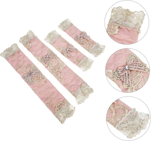 2 Pairs Refrigerator Door Handle Covers, Fridge Door Protector Glove, Lace Cloth Decor for Dishwasher Handle