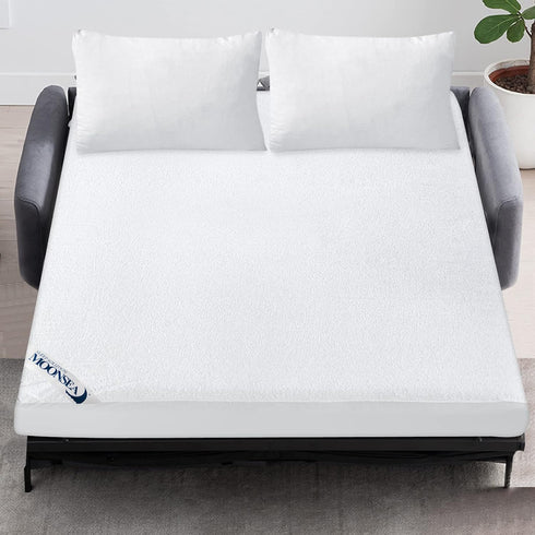 Moonsea Waterproof Mattress Protector Sleeper Sofa Queen Size, Smooth Top Cover, Breathable Skin Friendly Noiseless